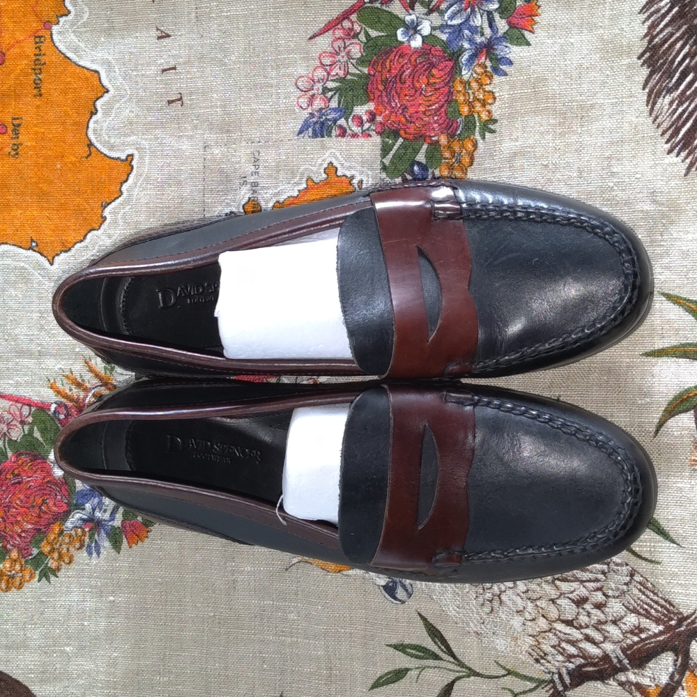 David Spencer "The Shag" Slip-on 2-Toned Dress Shoe Loafers Black/Brown US 8.5W